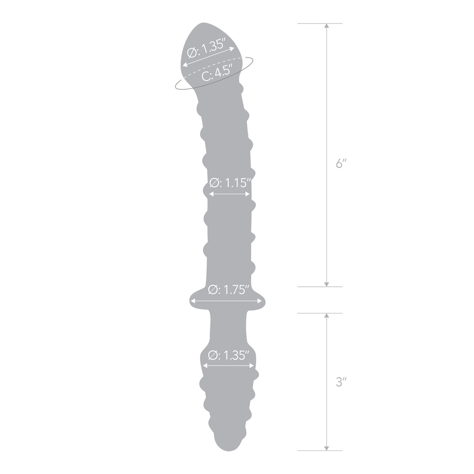 10-inch double-ended glass dildo with a tapered tip and swirling ridges for G-spot or backdoor stimulation. Hypoallergenic, fracture-resistant, and temperature-responsive.
Gläs Mr. Swirly dildo, 10-inch glass dildo, double-ended glass dildo, glass butt plug, ridged glass dildo, G-spot glass toy, P-spot stimulation toy, hypoallergenic glass dildo, temperature-responsive glass toy, handblown artisan glass dildo