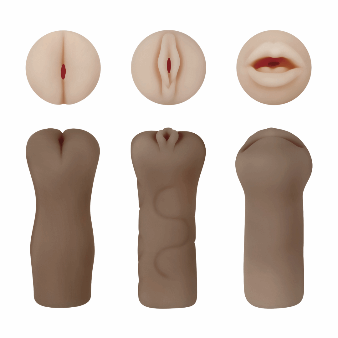Set of 3 lifelike strokers with unique textures for anal, vaginal, and oral stimulation; 5-inch TPE design.
3-piece stroker set, lifelike strokers for men, anal stroker, vaginal stroker, oral stroker, TPE strokers, body-safe masturbators, Evolved Novelties strokers, water-based lube strokers, latex-free strokers, phthalate-free masturbators, compact stroker set, male masturbator trio.