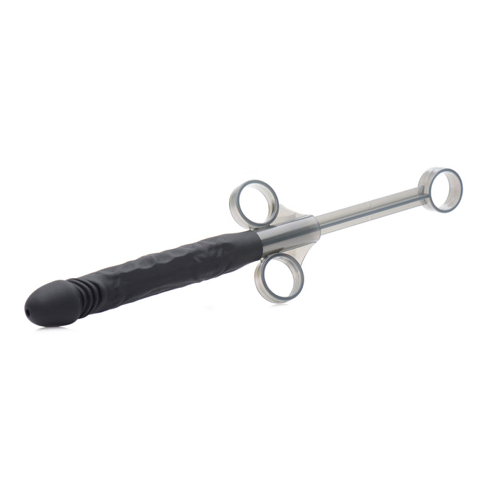 Black silicone lubricant launcher with realistic mini penis shape, finger loop design, and XL 10mL capacity for easy, precise application.
Silicone Lube Launcher, realistic lube applicator, silicone lube injector, Master Series lube shooter, one-handed lubricant launcher, precise lubricant applicator, XL capacity lube shooter, premium silicone lube tool, lube applicator for anal toys, realistic mini dick applicator.