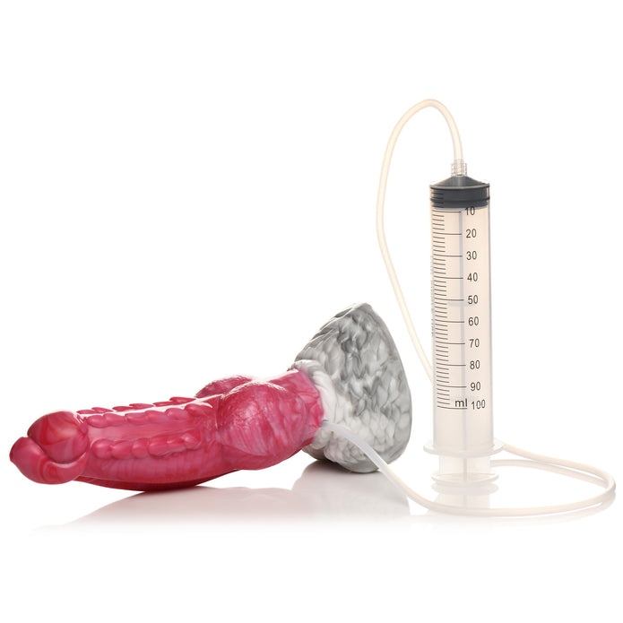 Red and white phoenix squirting dildo with textured shaft, knotted base, suction cup, and a syringe for explosive fluid play.
phoenix squirting dildo, fantasy dildo, mythical dildo, squirting silicone dildo, knotted dildo, suction cup dildo, strap-on compatible dildo, premium body-safe silicone, textured fantasy dildo, Resurrector Phoenix sex toy