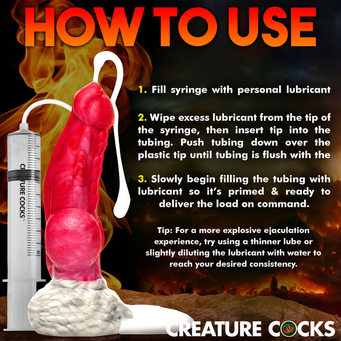 Red and white phoenix squirting dildo with textured shaft, knotted base, suction cup, and a syringe for explosive fluid play.
phoenix squirting dildo, fantasy dildo, mythical dildo, squirting silicone dildo, knotted dildo, suction cup dildo, strap-on compatible dildo, premium body-safe silicone, textured fantasy dildo, Resurrector Phoenix sex toy