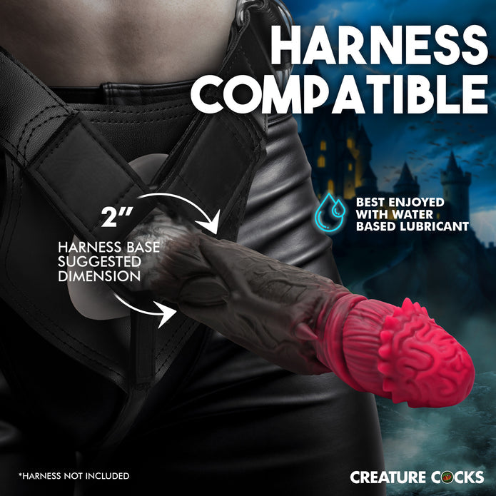 Dracula-themed silicone dildo with grooved head, veiny shaft, bat wings, and suction cup.
Dracula dildo, vampire silicone dildo, Count Cockula toy, fantasy silicone dildo, veiny dildo, bat wing dildo, suction cup dildo, harness-compatible dildo, textured silicone dildo, premium silicone vampire toy