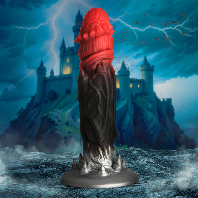 Dracula-themed silicone dildo with grooved head, veiny shaft, bat wings, and suction cup.
Dracula dildo, vampire silicone dildo, Count Cockula toy, fantasy silicone dildo, veiny dildo, bat wing dildo, suction cup dildo, harness-compatible dildo, textured silicone dildo, premium silicone vampire toy