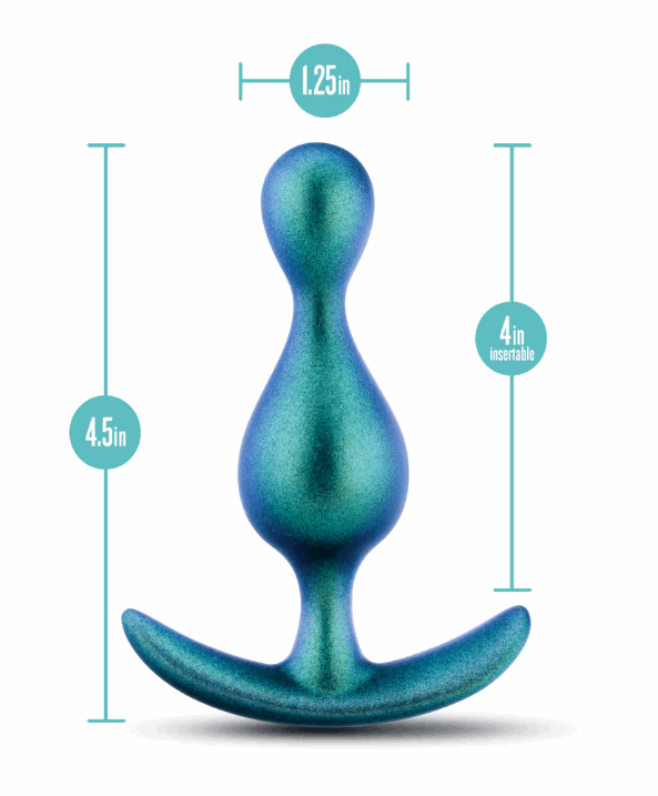Matrix Photon Plug. Its dual pleasure bumps, StayPut™ design, and soft Puria™ silicone deliver comfort and security. Perfect for long-term wear, it shines with a unique iridescent finish for added allure. 4.5" x 1.25" size.
