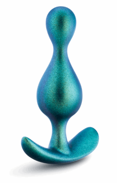 Matrix Photon Plug. Its dual pleasure bumps, StayPut™ design, and soft Puria™ silicone deliver comfort and security. Perfect for long-term wear, it shines with a unique iridescent finish for added allure. 4.5" x 1.25" size.