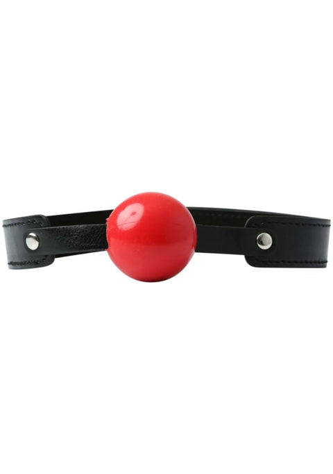 Red Ball Gag for BDSM play. Adjustable, soft, and durable. The Sex and Mischief Solid Red Ball Gag offers silent restraint with a soft 2-inch rubber ball and a 26-inch adjustable strap. Perfect for BDSM enthusiasts, this gag combines comfort and durability with vinyl construction, polyester backing, and nickel-free hardware. Ideal for intermediate restraint play, it ensures secure, stylish fun.