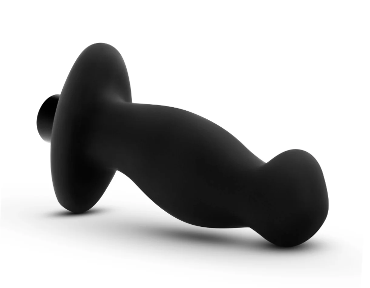 Anal Adventures Platinum Silicone Prostate Massager: Curved for P-Spot stimulation with 10 vibration modes, waterproof, body-safe silicone, and USB rechargeable.
