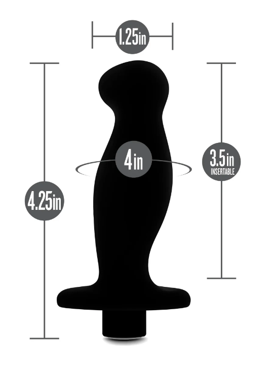 Anal Adventures Platinum Silicone Prostate Massager: Curved for P-Spot stimulation with 10 vibration modes, waterproof, body-safe silicone, and USB rechargeable.