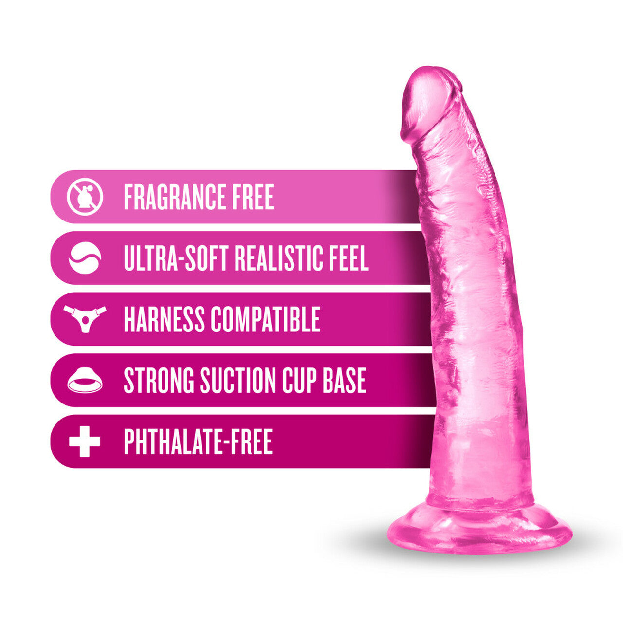 7" B Yours Plus Lust N Thrust Pink Dildo