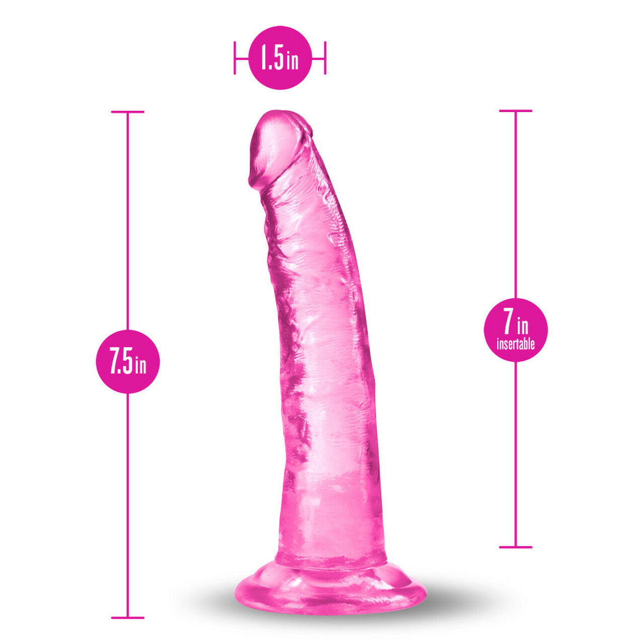 7" B Yours Plus Lust N Thrust Pink Dildo