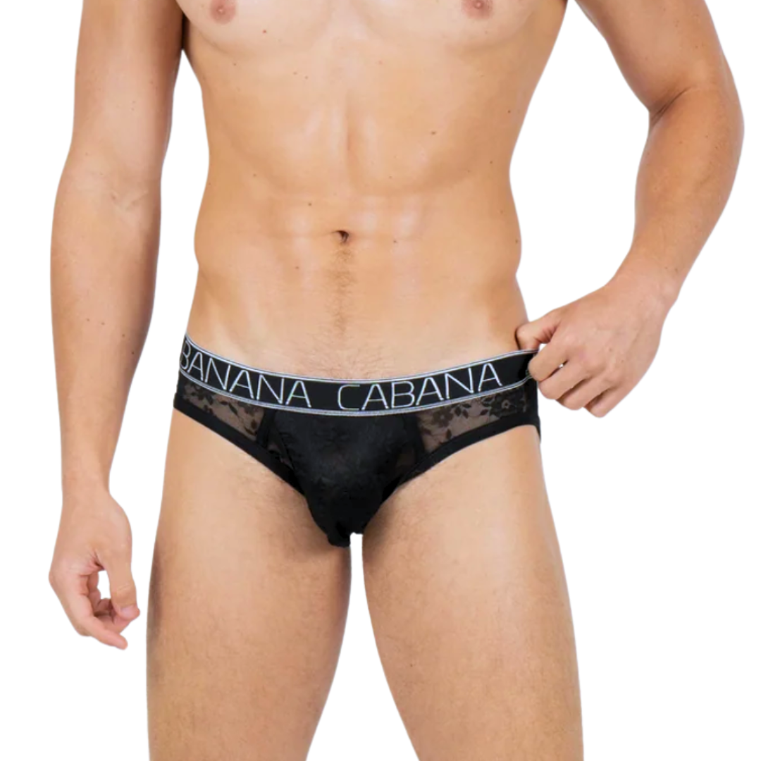 Lace Nights Low Rise Brief Black, low-rise lace briefs, black men’s lace underwear, sheer lace briefs, floral lace design, 90% Nylon 10% Elastane briefs, comfortable lace underwear, sexy men’s lingerie, first-time lace briefs, low-rise men’s briefs, luxury lace briefs, hand wash lace briefs, soft lace underwear, sheer back lace briefs, stylish men’s lingerie, men’s lace briefs S/M M/L L/XL, Medusas, MedusasROC, Medusas Rochester, Rochester, Rochester NY.