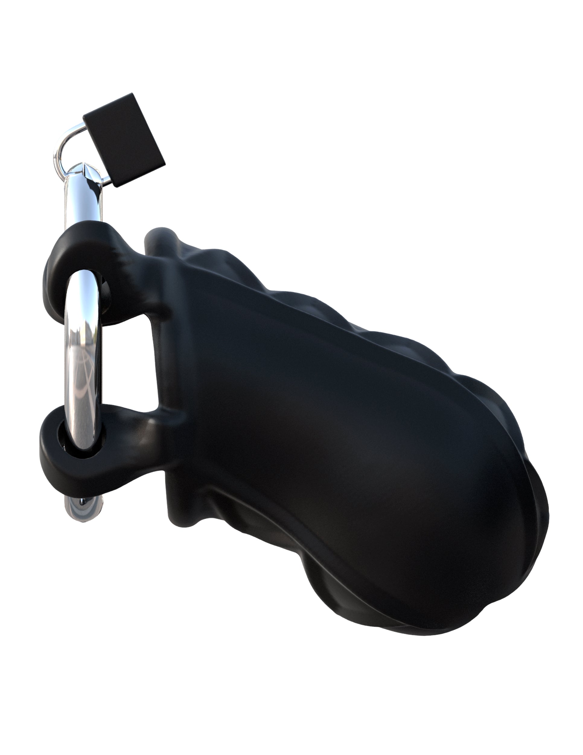 Black silicone and stainless steel chastity cage with vent holes, adjustable locking system, and discreet wearability.
male chastity device, Elite Silicone, stainless steel ring, body-safe, phthalate-free, ventilated design, long-term wear, BDSM gear, fetish, kink, cock and ball gear, discreet chastity.