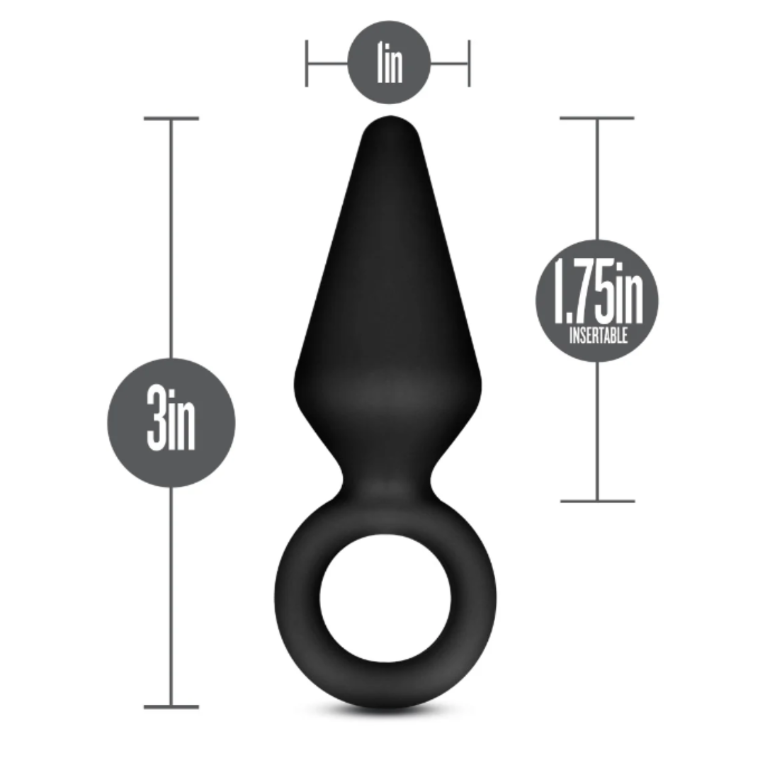 Black silicone loop plug from the Anal Adventures Platinum series measurements 1.75" insertable