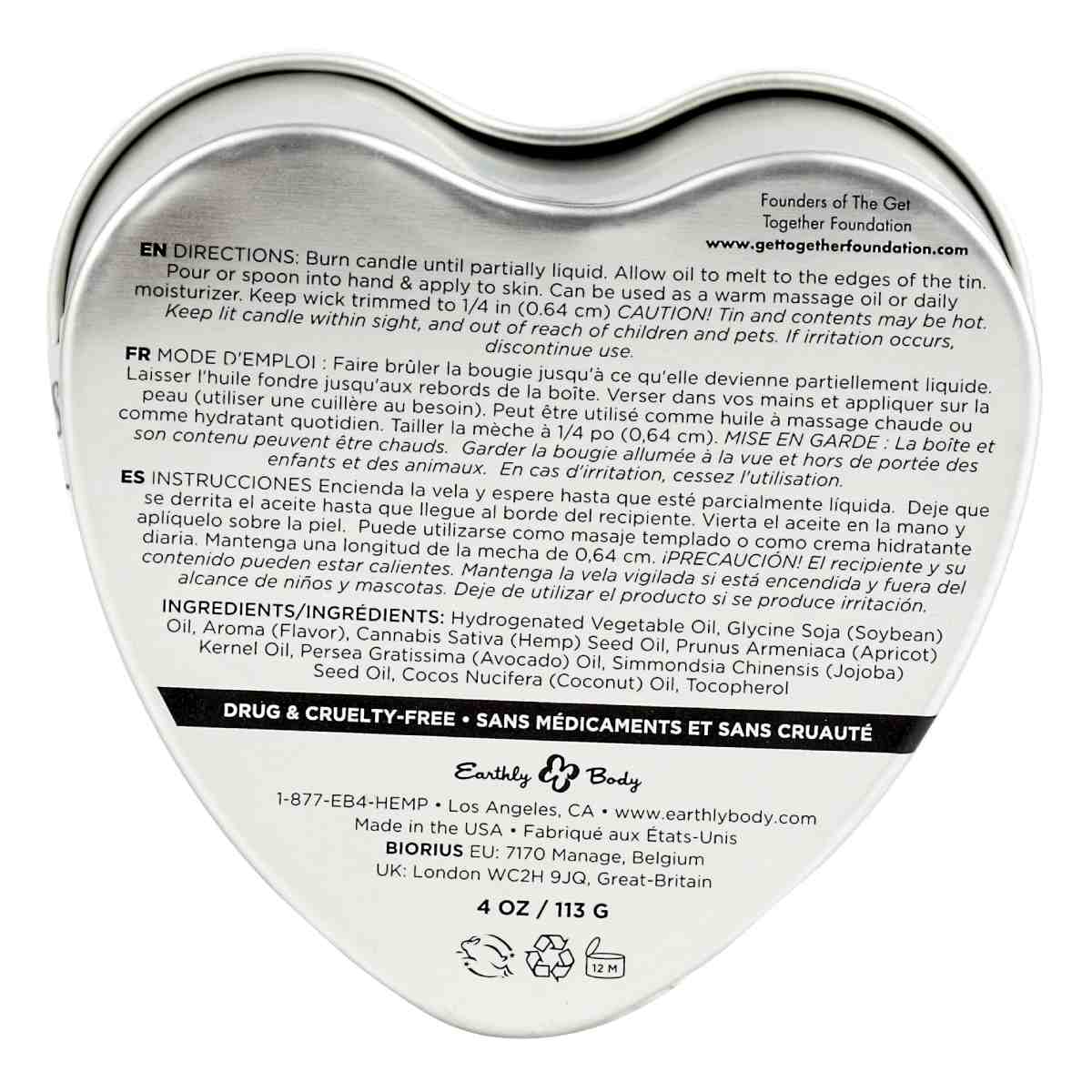Earthly Body 3-in-1 Edible Heart Massage Candle, strawberry scent, 100% natural, vegan, and lickable with hemp, soy, and coconut oils.
edible massage candle, Earthly Body candle, 3-in-1 massage candle, strawberry-scented candle, hemp seed oil candle, lickable massage oil, natural massage candle, vegan massage candle, soy massage candle, romantic massage oil