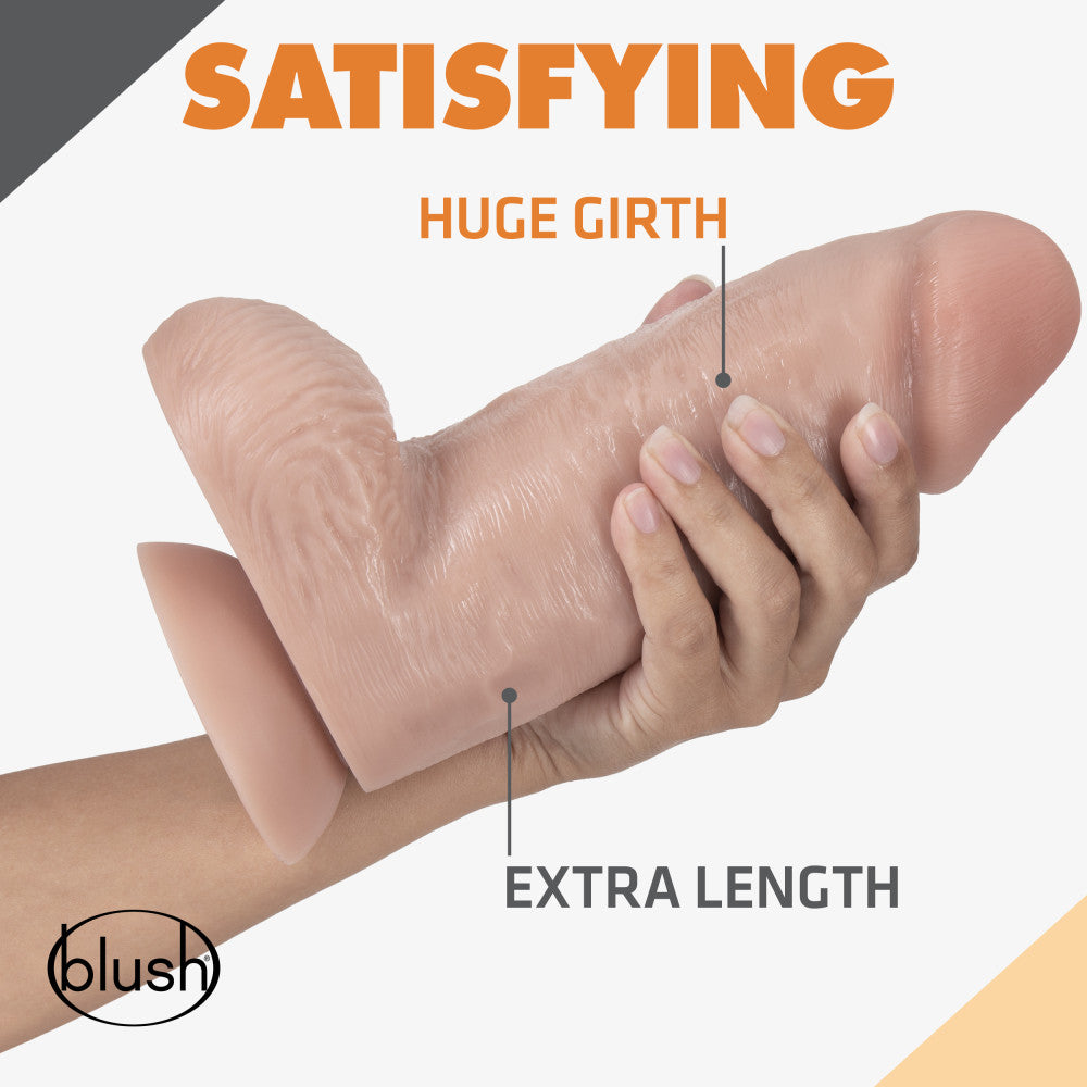 Realistic beige dildo with 7-inch insertable length, 3-inch girth, and suction cup base.
large realistic dildo, 3-inch girth dildo, 7-inch insertable dildo, advanced play dildo, phthalate-free PVC dildo, suction cup dildo, body-safe dildo, lifelike texture dildo, non-porous realistic dildo, beige dildo for advanced users.