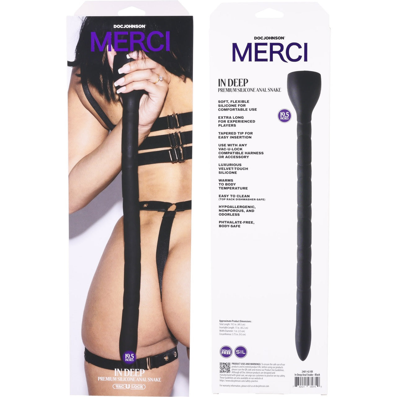 Deep Silicone Anal Snake: Extra-long silicone anal toy with 17-inch insertable length, ridged surface, and Vac-U-Lock compatibility.
