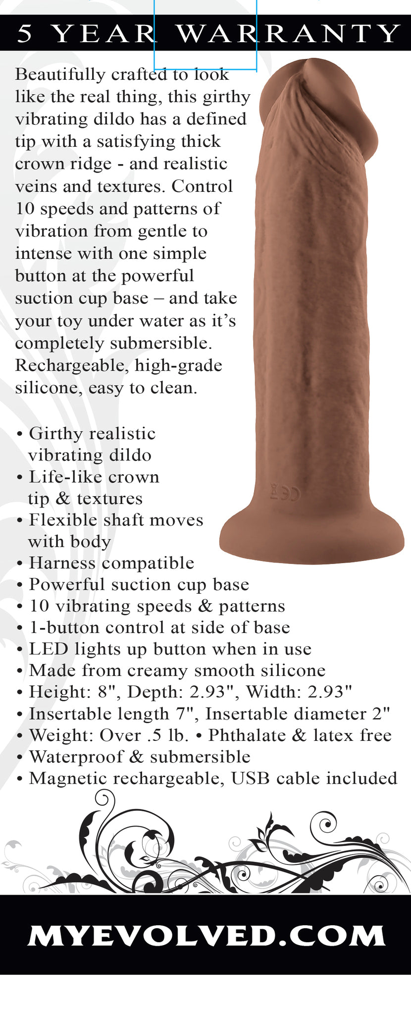 7" Girthy Vibrating Dong by Evolved