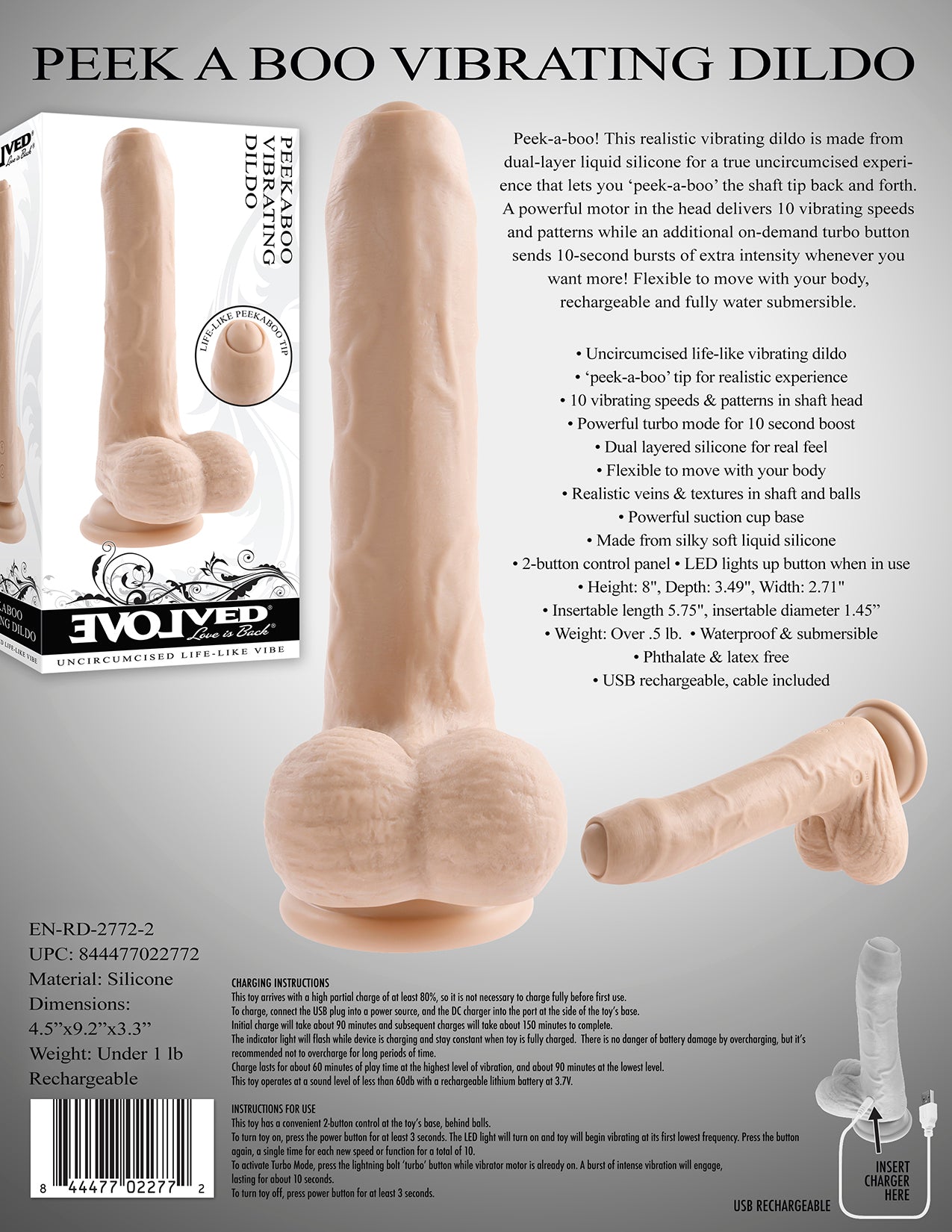 Evolved: Peek A Boo Vibrating Dildo