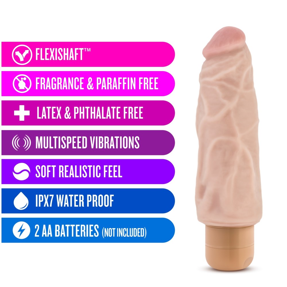 Extra thick, realistic vibrator with veiny texture, adjustable vibrations, and waterproof design; body-safe and bendable.
Keywords: thick realistic vibrator, veiny textured vibrator, waterproof vibrator, FlexiShaft technology, body-safe PVC vibrator, phthalate-free vibrator, adjustable vibration dildo, lifelike textured vibrator, 7.5-inch vibrator, 6-inch insertable vibrator, twist dial vibrator, shower-safe vibrator, extra girthy vibrator