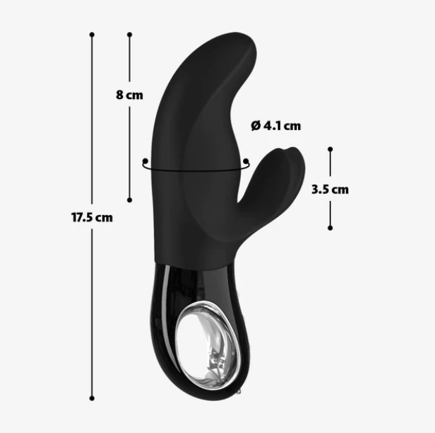 Fun Factory Miss Bi Rabbit Vibrator in jade green, featuring dual motors, broad clit stimulator, and a curved G-spot shaft for customizable and powerful pleasure.