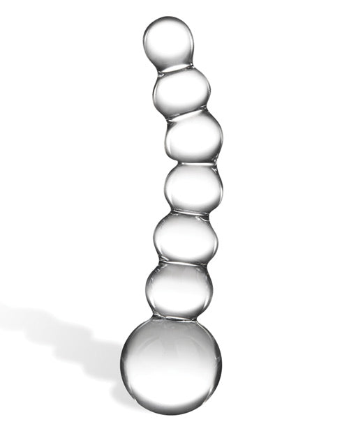 Gläs: 5 Curved Glass Beaded Dildo