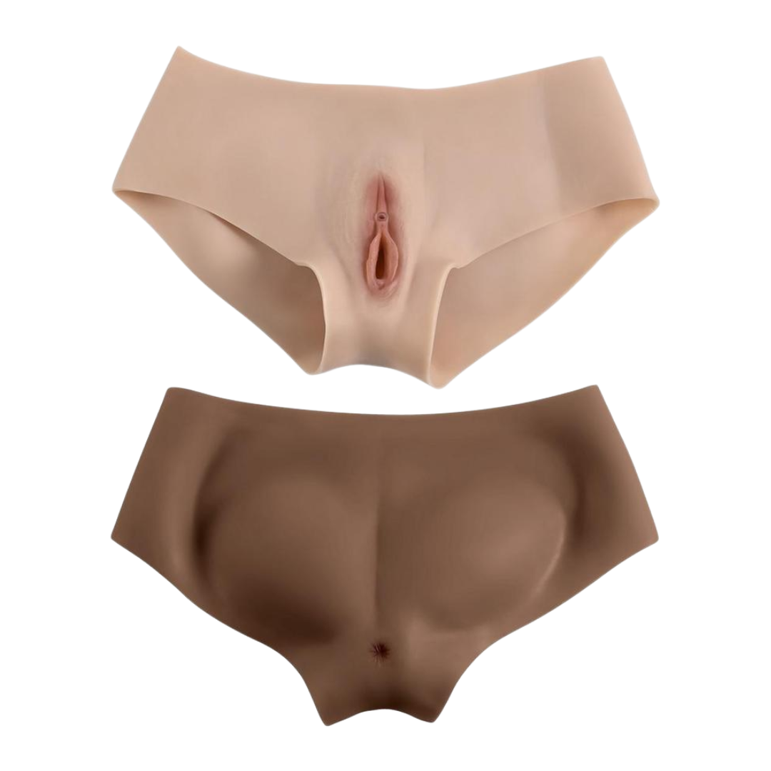 Gender X briefs with silicone vagina, available in Vanilla White or Chocolate Brown, realistic channel, phthalate-free silicone, waterproof.
Gender X Undergarments, silicone vagina briefs, penetrable vagina briefs, phthalate-free briefs, waterproof briefs, realistic silicone briefs, Vanilla White vagina briefs, Chocolate Brown vagina briefs, wearable urination device, Gender X briefs