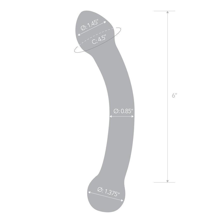 7-inch curved glass G-spot stimulator with a bulbous tip and handle, fracture-resistant, hypoallergenic, temperature-responsive, and perfect for G-spot or P-spot play.
Gläs curved glass stimulator, 7-inch glass G-spot toy, curved G-spot glass dildo, temperature-responsive glass toy, P-spot glass stimulator, hypoallergenic glass dildo, bulbous glass G-spot toy, fracture-resistant glass dildo, handblown glass stimulator, versatile glass sex toy