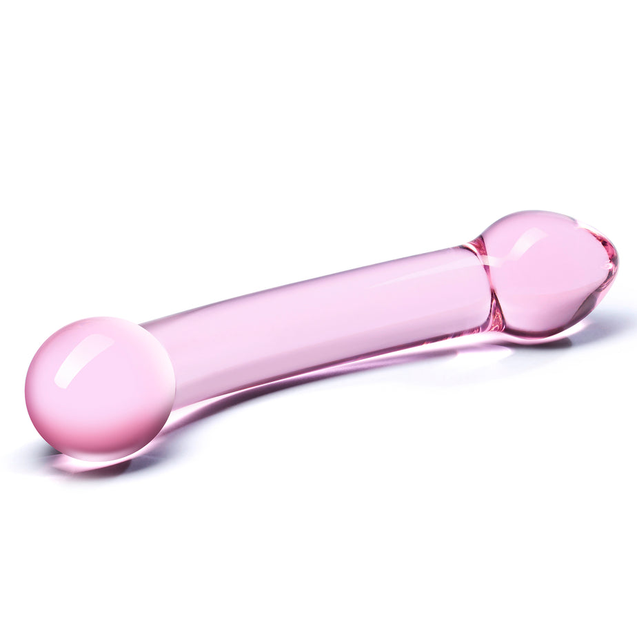 Purple double-ended glass dildo with ribbed and nubbed textures, bulbous tips, and hypoallergenic, fracture-resistant design for versatile pleasure.
Gläs Double Trouble dildo, 7.25-inch glass dildo, purple glass dildo, double-ended dildo, ribbed glass dildo, nubbed glass dildo, hypoallergenic dildo, temperature play glass dildo, fracture-resistant double dildo, handblown glass toy