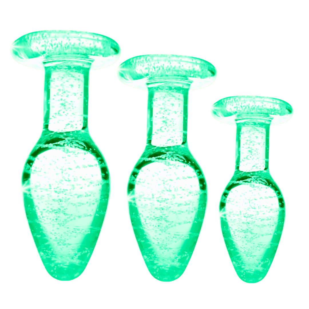 Glow-in-the-dark glass anal plug with swirl pattern, body-safe material, and temperature play compatibility.
glow-in-the-dark anal plug, borosilicate glass plug, Booty Sparks glass plug, temperature play anal toy, glowing butt plug, body-safe anal plug, small anal plug, medium anal plug, large anal plug, luminous glass toy, St. Patrick's Day anal plug