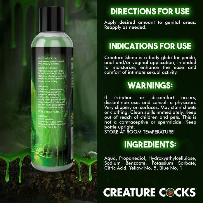 Green, unscented, water-based slime for fantasy roleplay and safe for all toys.
Creature Slime, green fantasy slime, monster roleplay lubricant, water-based slime, paraben-free lubricant, glycerin-free slime, slippery sex lube, unscented slime, fantasy play lubricant, slime for all toys, easy cleanup lubricant, alien roleplay slime.