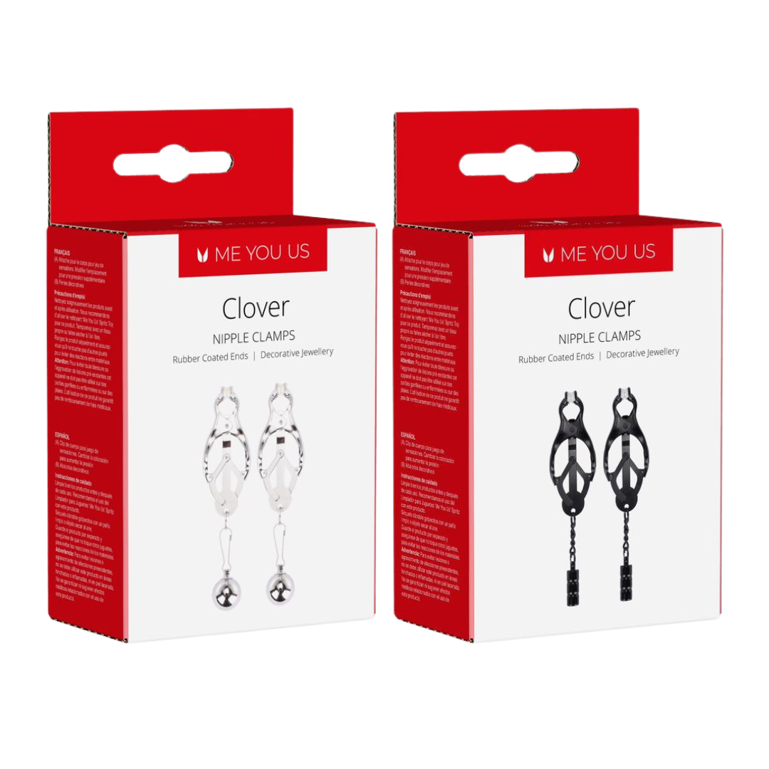 Stylish, sturdy nipple clamps with rubber-coated ends, nickel-free steel, and decorative weights. Available in sleek silver and bold black for ultimate sensation play.
