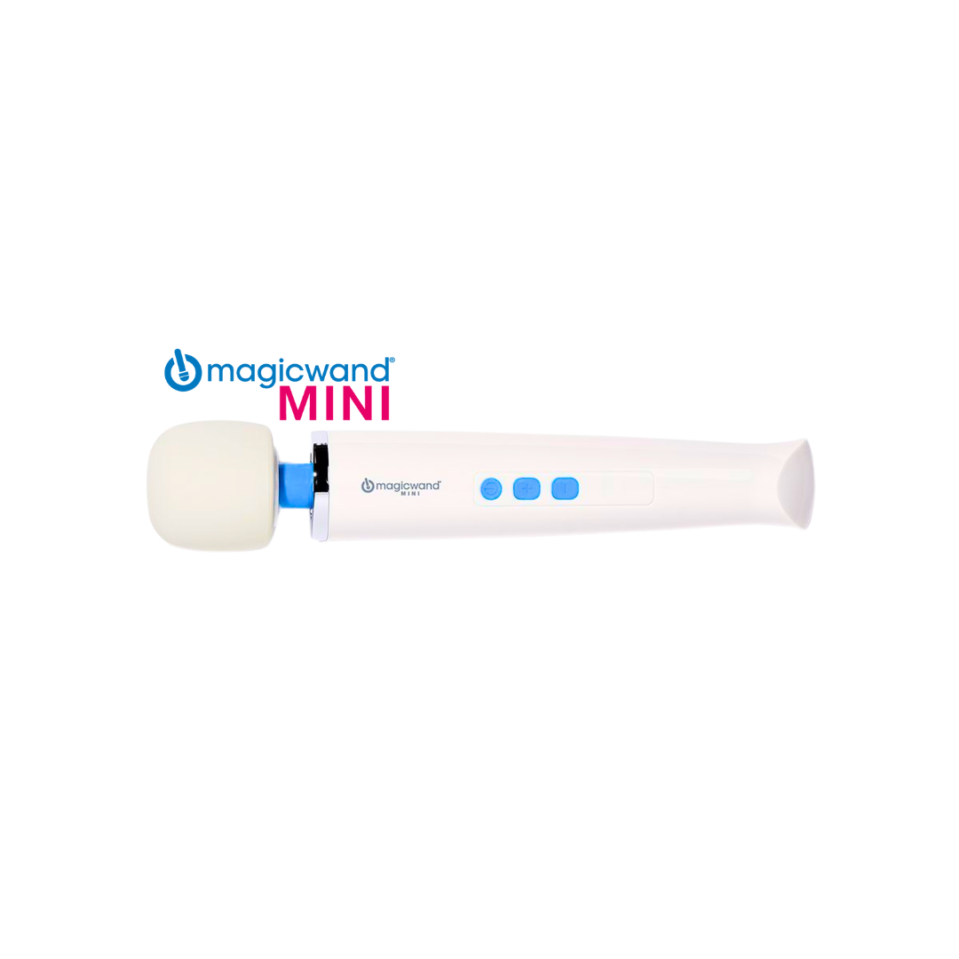 Magic Wand Mini, a compact rechargeable wand with 6,000 RPM vibrations, soft silicone head, and flexible neck for ultimate comfort and portability.