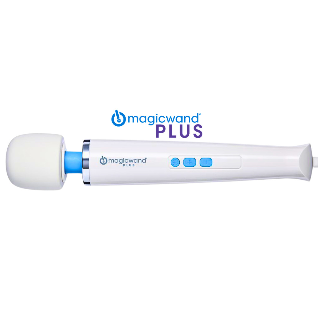 Magic Wand Plus Massager with four intensity levels, soft silicone head, flexible neck, and detachable cord for easy storage and reliable performance.
Magic Wand Plus, variable-speed massager, corded Magic Wand, deep rumbly vibrations, detachable cord massager, soft silicone massage wand, 6,300 RPM Magic Wand, authentic Magic Wand massager, Magic Wand for sore muscles, Magic Wand for intimate play.