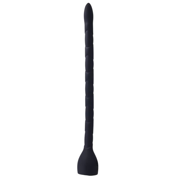 Deep Silicone Anal Snake: Extra-long silicone anal toy with 17-inch insertable length, ridged surface, and Vac-U-Lock compatibility.