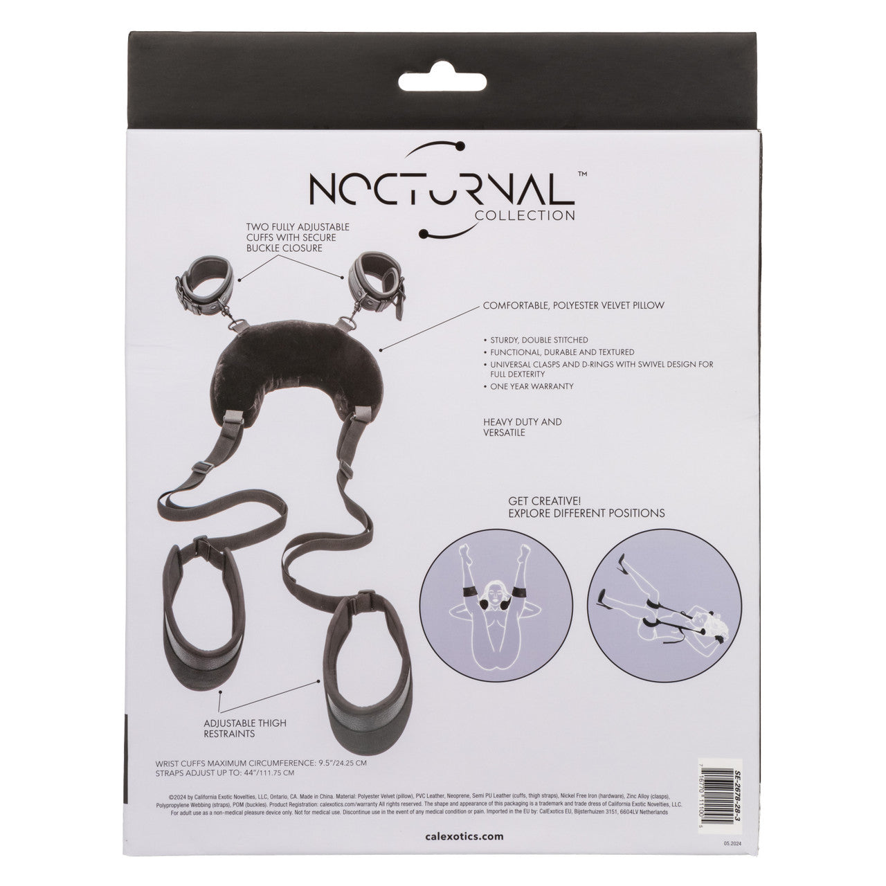 Nocturnal position strap, position strap with pillow, adjustable BDSM strap, plush velvet pillow restraint, versatile intimate play strap, heavy-duty restraint system, luxury bondage accessory