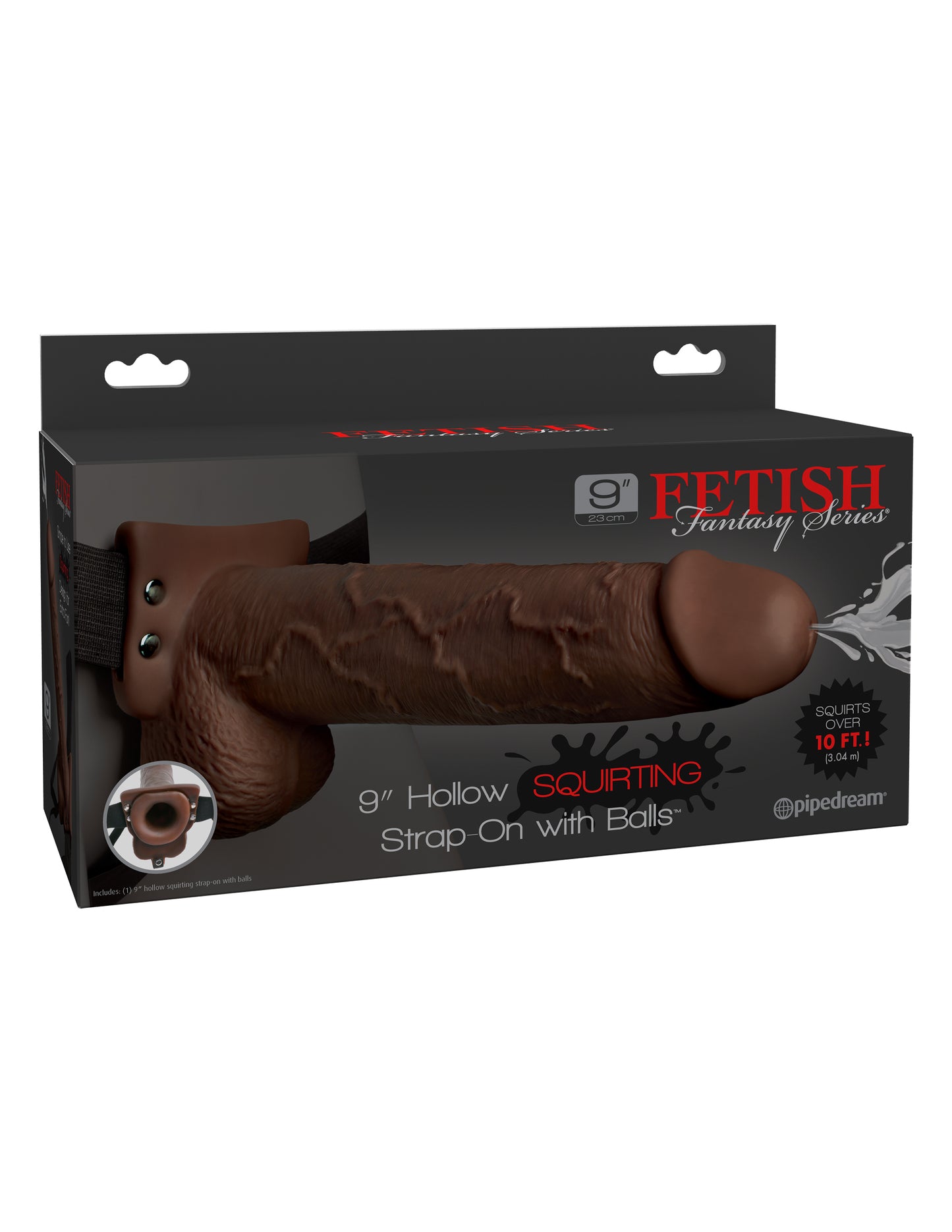 9" Hollow Squirting Strap-On with Balls
