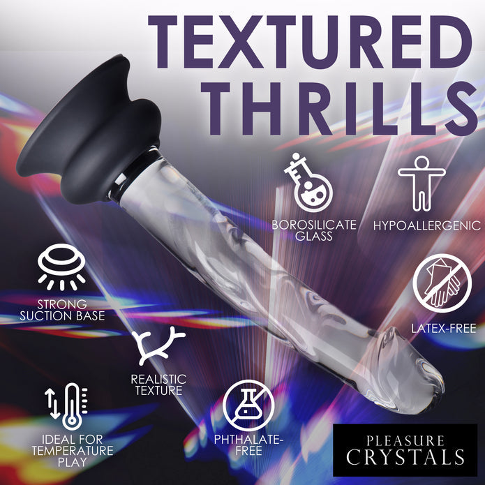 Crystal-clear glass dildo with realistic textures, temperature play capabilities, and removable silicone suction cup base.
Keywords: glass dildo, crystal clear dildo, borosilicate glass toy, temperature play dildo, suction cup glass dildo, realistic glass dildo, removable silicone base dildo, body-safe glass dildo, dishwasher-safe dildo, phthalate-free glass dildo, premium glass pleasure toy, glass dildo for anal play, glass sex toy, temperature-safe glass dildo