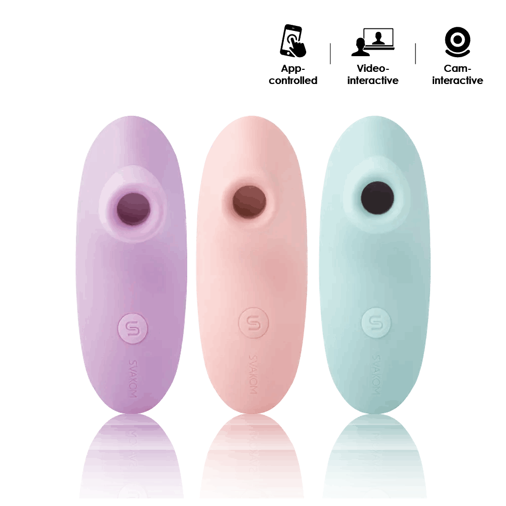 SVAKOM Pulse Lite Neo in pink, purple, and blue, with Pulse Technology™, 5 suction modes, ergonomic design, and water-resistant functionality for intimate pleasure.