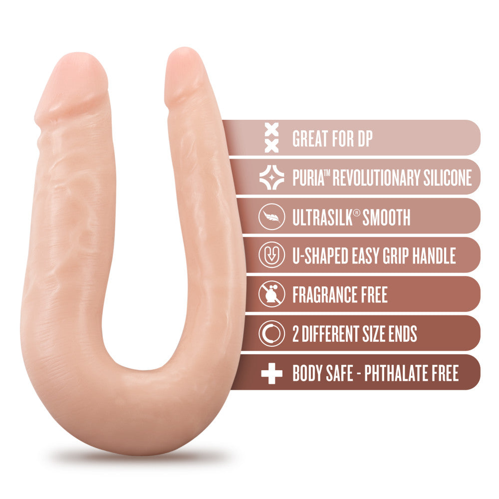 Realistic U-shaped silicone double dong with two different-sized ends and satin-smooth finish.
double dong, silicone double dildo, U-shaped double dildo, double penetration dildo, flexible silicone dong, Purio silicone double dildo, realistic double-ended dildo, body-safe double dildo, Ultrasilk double dildo, phthalate-free U-shaped dong.