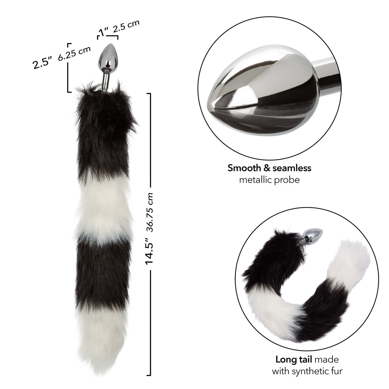 measurements of Running Wild Faux Fur Tail and Metallic Anal Plug