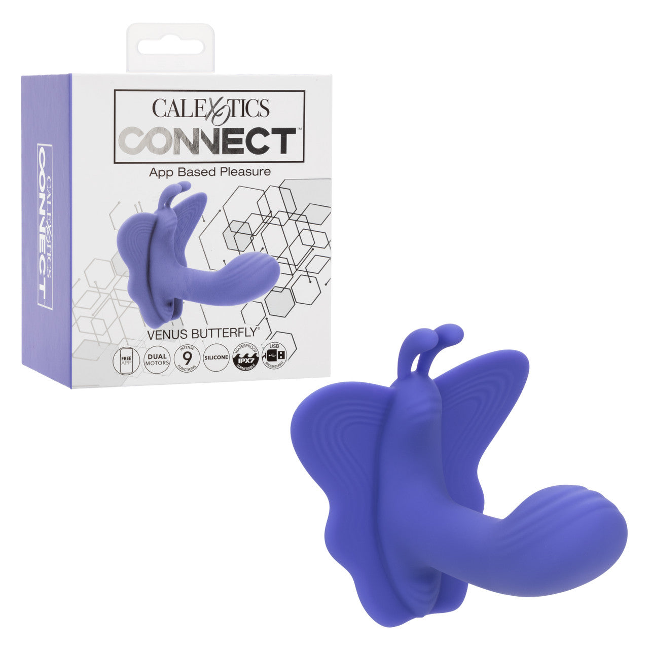 Calexotics Connect Venus Butterfly Rechargeable Silicone App Compatible Stimulator with Remote