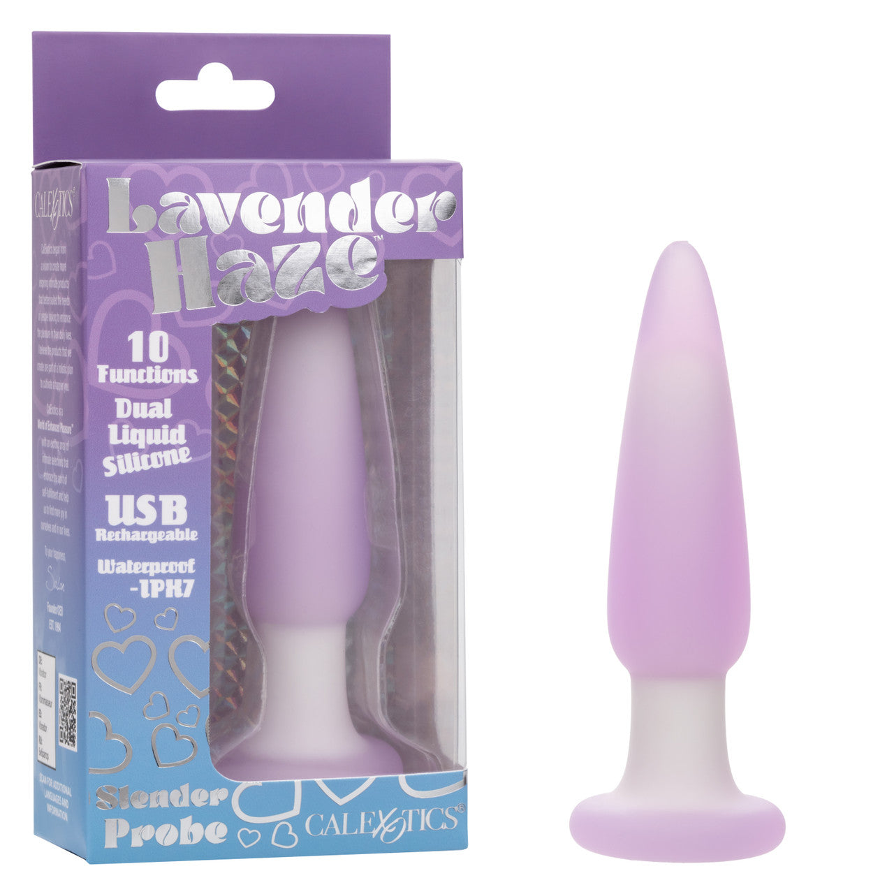 Lavender Haze™ Slender Probe: Slim silicone vibrating probe with 10 functions, waterproof, rechargeable, and memory chip for personalized pleasure.