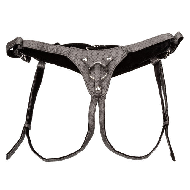The Regal® Queen harness in Red Bronze or Gray Pewter, featuring a corset-inspired lace design, plush velvet lining, and adjustable buckle closure, perfect for customizable probe play.
luxurious strap-on, vegan leather harness, corset-style harness, plush velvet lining, adjustable buckle closure, phthalate-free harness, crotchless design, probe play harness, Red Bronze, Gray Pewter, premium harness.