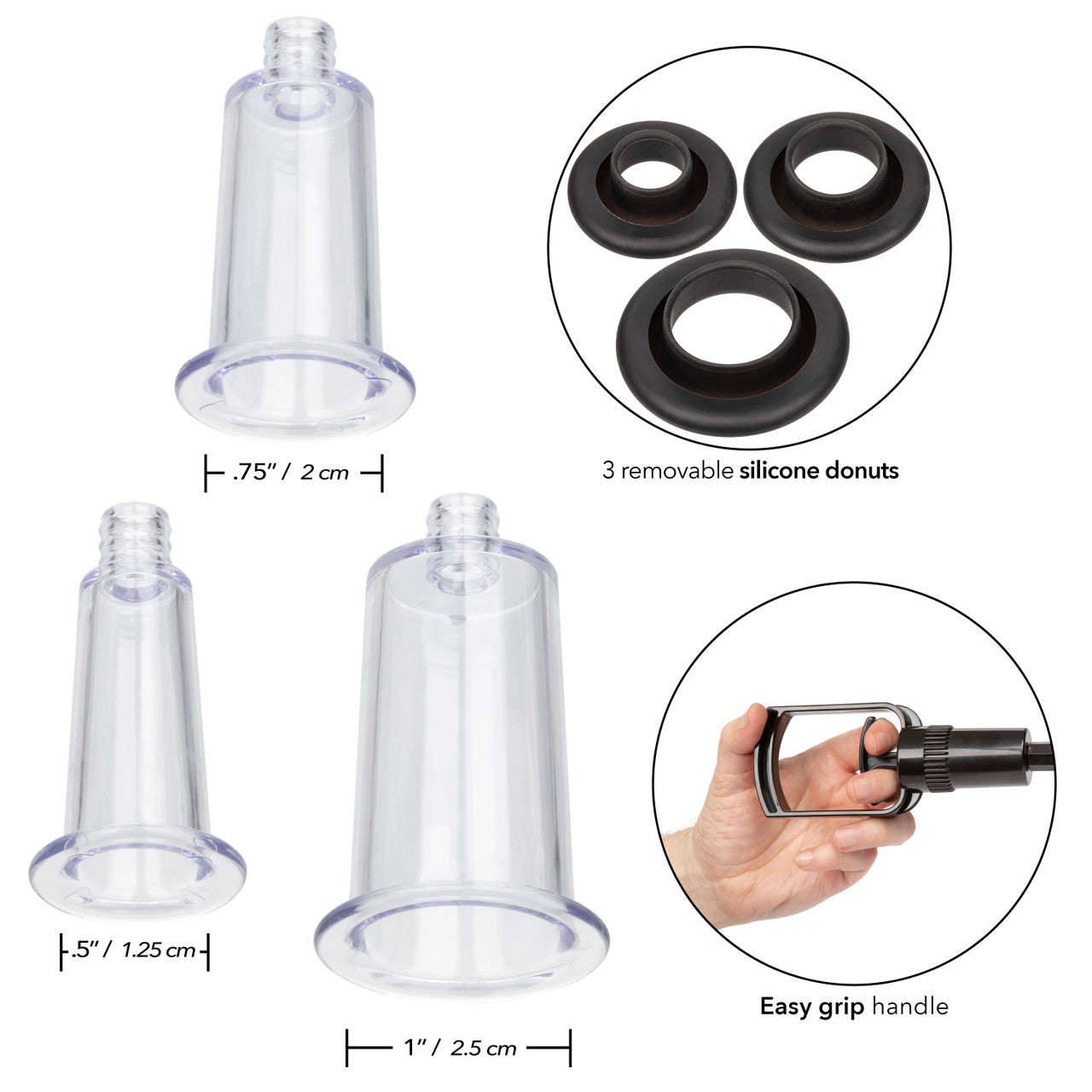 Three cylinders, silicone donuts, and easy-grip handle for customizable suction and pleasure.
Keywords: Boundless Body Pump Kit, penis pump, male enhancement kit, customizable suction pump, three-cylinder pump kit, silicone donuts pump, phthalate-free penis pump, body-safe male pump, beginner penis pump kit, advanced suction pump