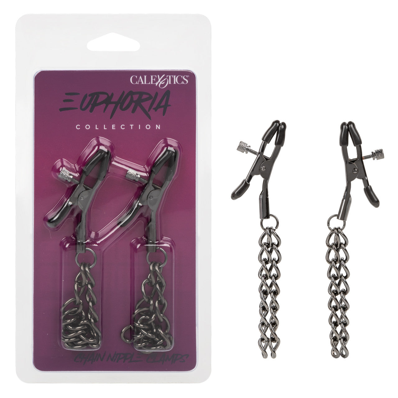 Keywords: Euphoria nipple clamps, adjustable nipple clamps, chain nipple clamps, soft-padded clamps, nickel-free clamps, BDSM nipple accessories, cascading chain clamps, nipple clamps for beginners, sensory play clamps, stylish nipple clamps.