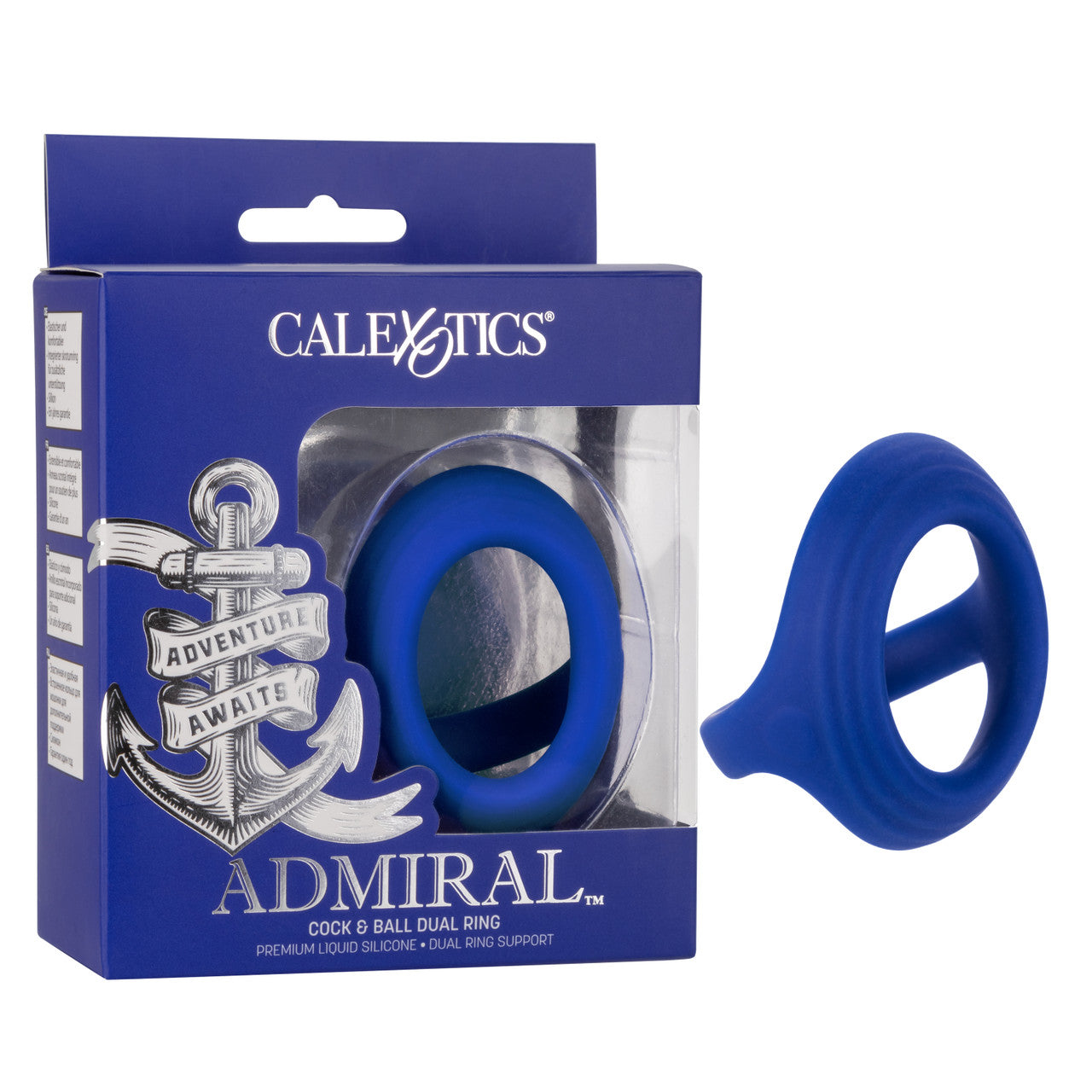 Admiral™ Cock & Ball Dual Ring with dual support, liquid silicone, body-safe design, and waterproof durability.
Keywords: silicone cock ring, dual support ring, shaft and scrotum ring, liquid silicone ring, body-safe cock ring, phthalate-free cock ring, waterproof cock ring, erection support ring, stamina-enhancing cock ring, blue cock ring, premium silicone cock ring