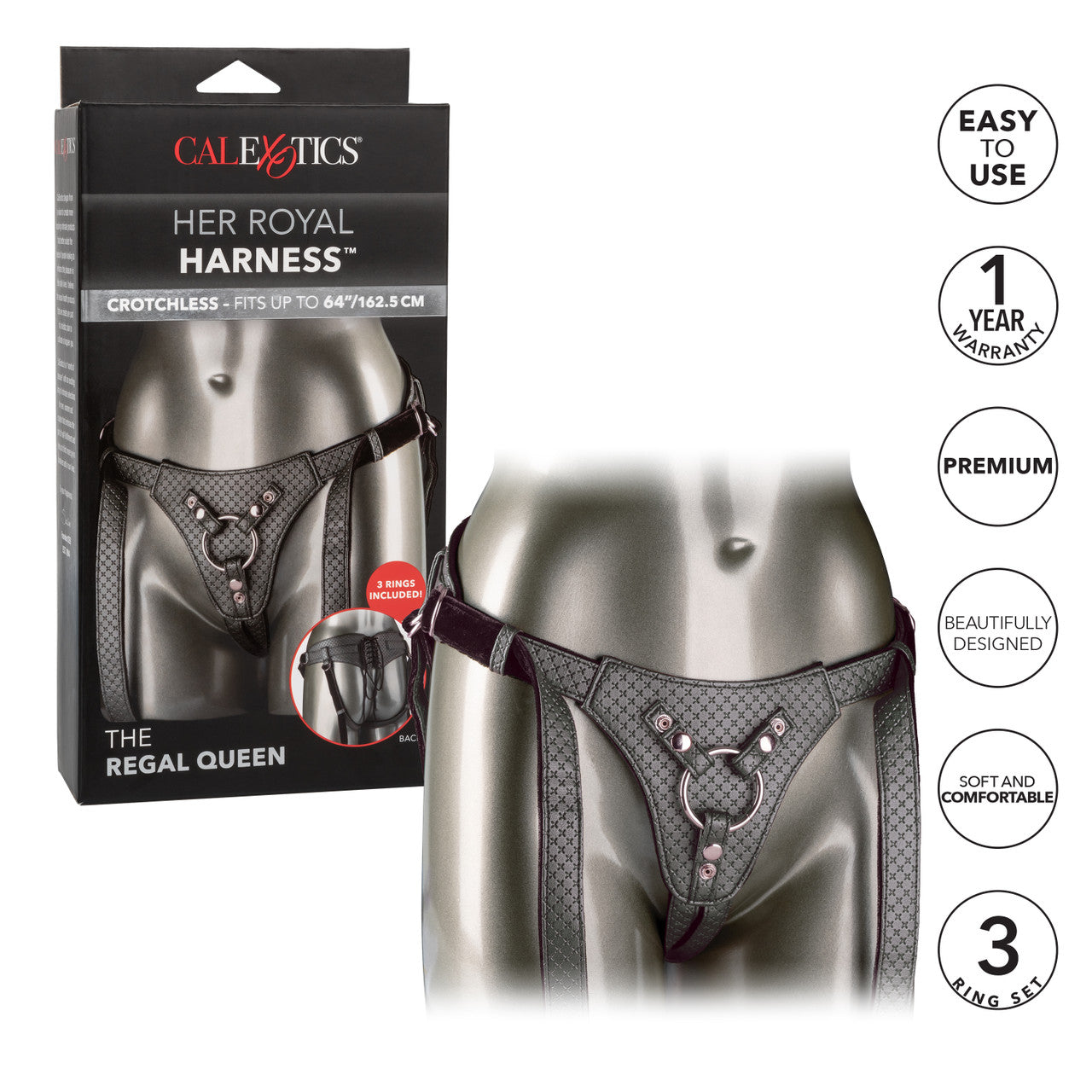 Her Royal Harness, The Regal Queen: Pewter Strap On Harness