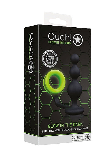 Ouch!: Glow in the Dark Beaded Butt Plug with Cock Ring