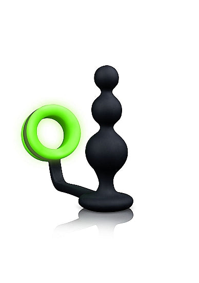 Ouch!: Glow in the Dark Beaded Butt Plug with Cock Ring