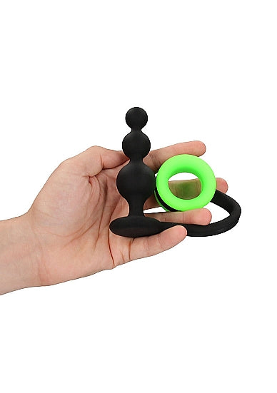 Ouch!: Glow in the Dark Beaded Butt Plug with Cock Ring
